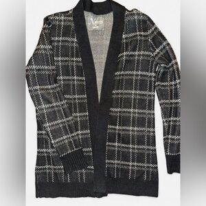 Natural Reflections Black and White Plaid Cardigan